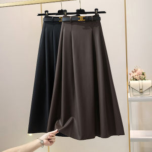 Elegant High Waist PU Leather Skirt Long A-Line Half Body Womens Fashion 2023 Autumn Winter Drapey Versatile Zipper Detail