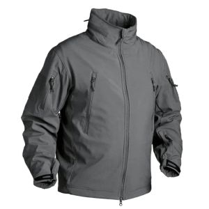 Mens Fleece Jacket Outdoor Sports Storage Hat Fishing and Hiking Windproof Warm Jacket Soft Shell Wool Hunting Training Suit