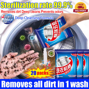 Pencuci mesin basuh Removes 99 types of dirt and bacteria Washing machine cleaner powder (20 bags x 50g) Deep stain removal Washing machine drum cleaner Antibacterial and deodorizing Drum cleaner Suitable For Home Washing Machine Sink 洗衣机槽清洁剂 洗衣机清洁剂