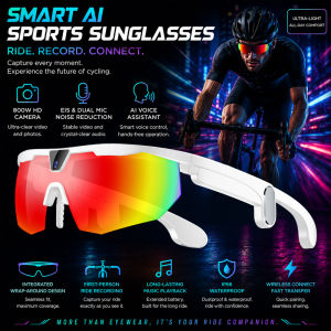 New AI smart Glasses 800W Camera HD Anti-shake Bicycle Riding Shooting Artifact Windproof IP66 290mAh Goggles smart Glasses 2026