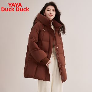 YAYA | Hooded Warm Thickening Down Jacket Long Style Korean Fashion