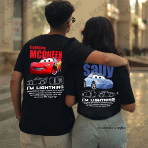 Lightning Mcqueen and Sally Print Couple T-shirt For Men Women Summer Cotton Short Sleeve Tees Oversized Clothes Casual Tops