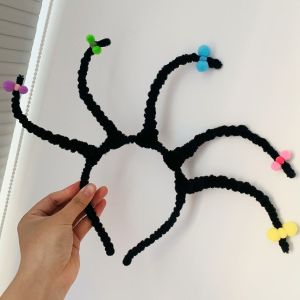 Little Devil Monna Headband Bows Twisted Stick Cute Hair Braid Black Funny Halloween Party Funny