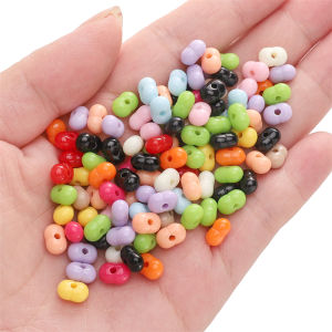 50pcs Acrylic Solid Color Beads Peanut Multicolor Loose Spacer Beads For Handmade Bracelet Necklace Earring Keychain DIY Craft Jewelry Making Accessories