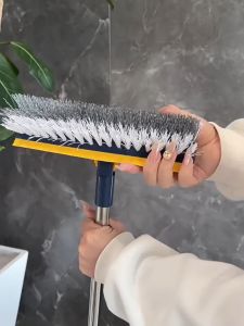 4 in1 Upgrade Floor Cleaning Brushes Removable Rotatable Household V-Bristles Long Handle Floor Scrub Brush with Small Clips Widely Used Variety Of Kitchen Swimming pool Bath Lobby Deck Garage Windows Crevice Brush