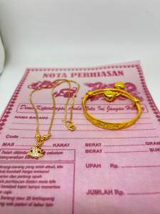 (L&A) Kalung anak hello kitty bonus gelang terbuat dari coin asli set perhiasan anak kalung dan gelang berlapis emas asli anti luntu anti karat