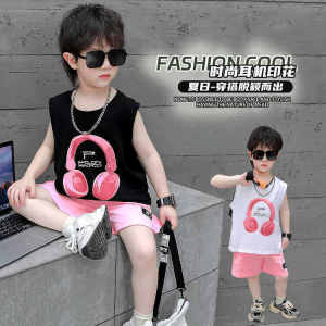 2024 New Arrival Summer Boys Vest Fashionable Fried Street Handsome Cool Handsome Print Pure Cotton Sleeveless Tops Outerwear Trendy