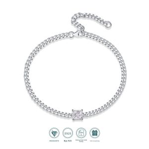 1 Vòng Tay Moissanite Nữ Bạc 925 Kiểu Dây Cuban Hip Hop Thời Trang Quà Tặng Ngày Valentine Và Ngày Kỷ Niệm
