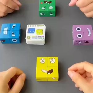 Geetoy 80pcs Face Changing Cube Expression Magic Cube Puzzle Educational Toys for Kid Gifts