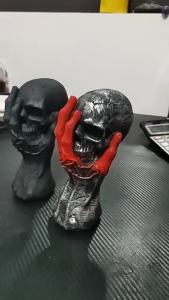 Gothic Skeleton Hand Cover Skull Resin Figurine Halloween Horror Desktop Statue Home Party Decorative Ornament Craft
