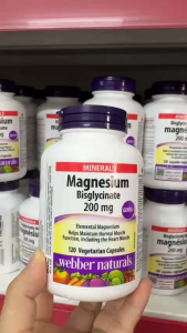 [HÀNG CTY] Webber Naturals Magnesium Bisglycinate 200mg – Bổ sung magie hỗ trợ tim mạch giấc ngủ và cơ bắp khỏe mạnh