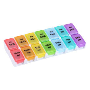 Portable 14 Grids Vitamin Fish Oil Pill Storage Box Moisture Proof Sealed Daily Morning And Night Medicine Box Dosage Organizer