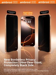 Ambrosi | Transparent Anti-Peep Tempered Glass Screen Protector for iPhone 16