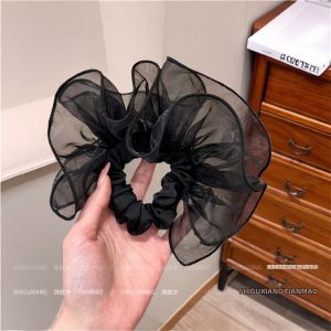 Elegant Black Organza Skirt Style Hair Tie