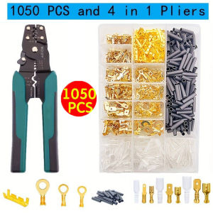 หัวต่อสายไฟ1050/360ชิ้นขั้วปลายสายไฟแบบจีบพร้อมแขน หางปลาทองเหลือง (แท้) แบนเมีย / แบนผู้ หัวต่อสายไฟ ขั้วเชื่อมต่อสีทองจีบขั้ว2.8/4.8/6.3มมชายและหญิงประกบเทอร์มินัลขั้วจีบ เกรดเอ ต่อสายไฟ เชื่อมสายไฟ หางปลาแฉก หางปลากลม แฉกเปลือย กลมเปลือย หางปลา