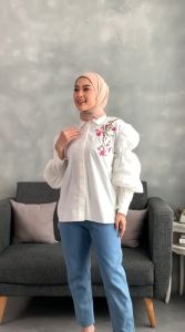 Puffy Blouse Bordir - Blouse Wanita Terbaru - Atasan Wanita Terkini - Kemeja Lengan Balon by EDek