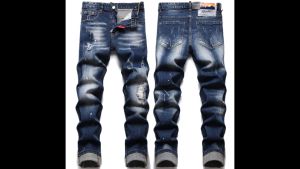 Men Blue Denim Jeans Dsquared2 Brand New Fashion Long Jeans PantsMale Stretch Slim Holes Blue Denim Jeans Size 38