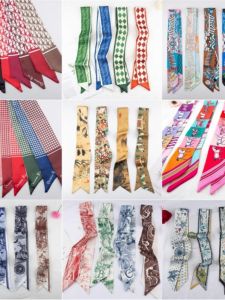 Retro Letter Silk Scarf Long Stripe Hair Accessory Summer Fashion Korean Style Double-Sided Decorative Hairband for Youth