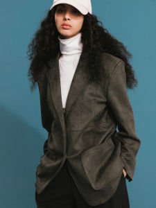 Eco-friendly Suede British Vintage Classic Notch Collar Sport Coat