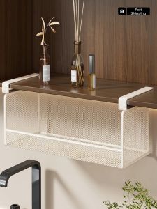 WUBUWEI | No-Drilling Required Metal Mirror Cabinet Hanging Shelf