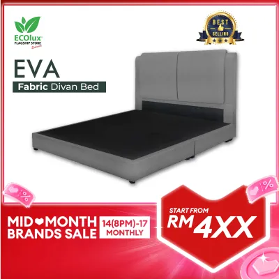 ECOlux - Eva Fabric Divan Bedframe | Bed Frame | Grey | High Quality CANVAS Fabric Divan