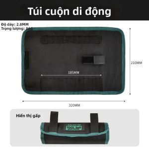 Túi Đựng Dụng Cụ Cầm Tay Bằng Vải Canvas Có Thể Cuộn Lại Đựng Mũi Khoan Tua Vít Bộ Dụng Cụ Thợ Điện