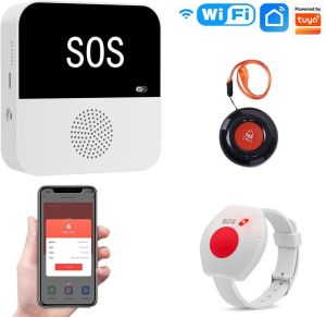 Daytech Wireless WiFi Elderly Caregiver Pager SOS Call Button Emergency SOS Medical Alert System for Seniors Patients Elderly At Home