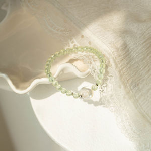 Natural Crystal Beads Bracelet for Women Mint Wave Design Handmade Jewelry Gift for Best Friend Original Design Polished Finish