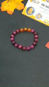 Vòng phong thủy mệnh thổ tam hợp thân tý thìn - chất liệu mắt hổ hồng - size 8 10ly cho nữ - có khai quang điểm nhãn may mắn tài lộc - bảo hành 12 tháng - PHONG THỦY ANH VŨ