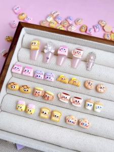 30PCS Cartoon Creative Milk Cup Resin Nail Charms Kawaii Novelty Big Eye Biscuit Bread Desserts Nail Art Decorations DIY Nails