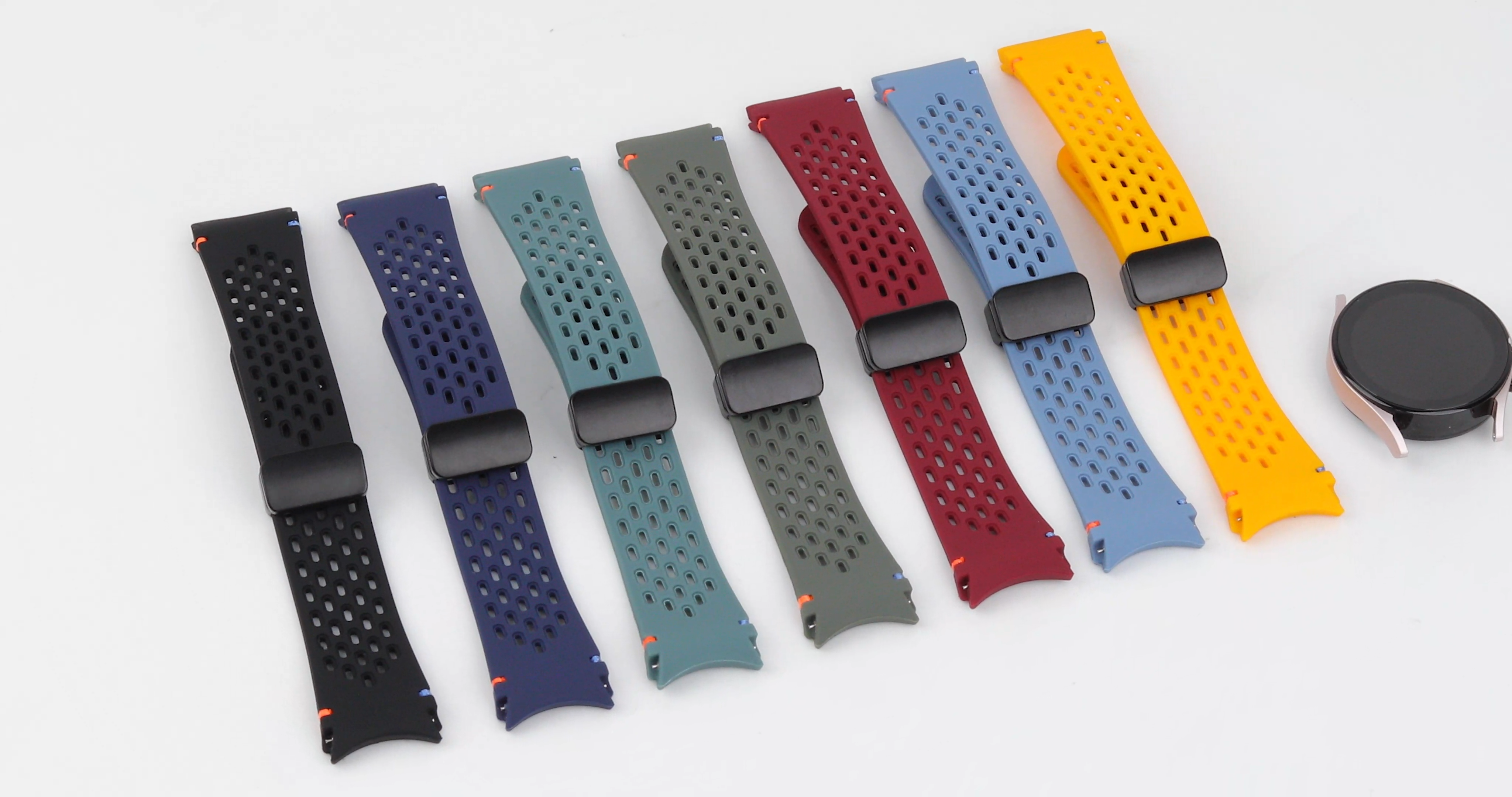 No Gaps Rubber Strap for Samsung Galaxy Watch FE 7 6 5 4 Bands 44mm 40mm Sport Silicone Breathable Bracelet Band Tali Jam Tangan Smartwatch for Galaxy Watch 6 4 Classic 42mm 46mm 43mm 47mm Watch 5 Pro 45mm