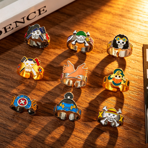 Bandai | One Piece Anime Adjustable Open Luffy Zoro Chopper Brook Nami Cosplay Metal Enamel Finger Pirates Jewelry Gift