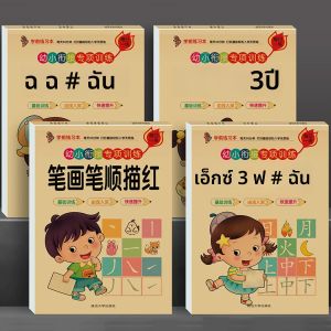 64 หน้าหนังสือเด็กการเรียนรู้จีน Pinyin Hanzi Bihua เลขคณิตหนังสือเรียน Trace สีแดงที่เขียนด้วยลายมือหนังสือแบบฝึกหัดสําหรับเด็ก 2-6