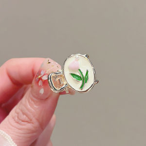 Mini Tulip Hair Clip for Womens Spring and Summer Hair Grab Forehead Bangs Clip Side Hair Clip Dripping Oil Metal Small Grab