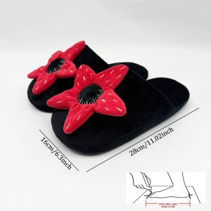 Stranger Things Dép Sang Trọng Hoa Đỏ Hoạt Hình Kinh Dị Nhồi Bông Giày Dành Cho Nữ Trong Nhà Dép Đi Trong Nhà Quà Tặng Giáng Sinh