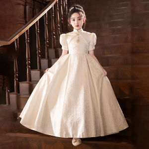 Elegant Princess Skirt Childrens Birthday Dress Chinese Style Model Show Performance Host Girls Cheongsam Style Clothes