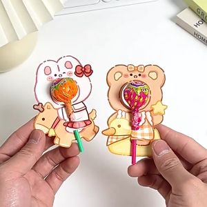 FH-A93 Kartu Ucapan Permen Lolipop Motif Kartun Lucu Greeting Card Lollipop / Gift Card Birthday