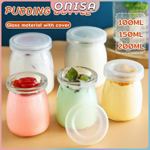 Onisa Pudding Bottle 100ml 150ml 200ml Glass Yogurt Cup Baking Mold With Lid