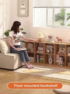 MANDA Wooden Bookshelf Floor Display Cabinet Multifunctional Storage Rack Book Storage Cabinet