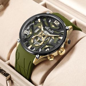 Megir nam mới Dây đeo Silicon đa chức năng sáng tạo quay số xu hướng thời trang đồng hồ thể thao