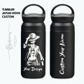 Tumbler Thermos Japan Hook Hitam Custom One Piece Luffy Gear fifth. 