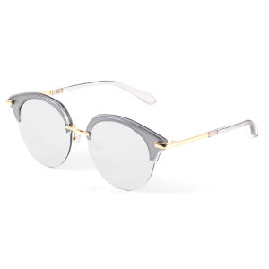 CRIXALIS Half Frame Sunglasses Women Vintage Round Trendy Metal Travel Beach Fishing Driving Mirror Sun Glasses Female UV400