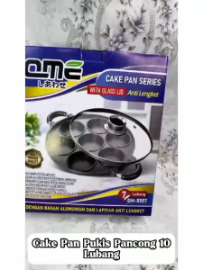 KUKE Cetakan Kue Pukis Pancong 10 Lubang Dengan Tutup Kaca / Cake Pan Maker Loyang Alat Pembuat Makanan Ringan Bandros Anti Lengket / Teflon 10 Sekat Bahan Tebal Anti Karat / Loyang Kompor Gas Listrik Peralatan Dapur Perlengkapan Rumah Tangga Multifungsi