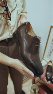 LONDON BROWN  - LANGSTON  รองเท้าหนังผูกเชือกทรง OXFORDS เสริมความสูงจากในรองเท้า