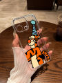 LingRong Cartoon Jumping Tiger Phone Case for  16 pro Max Full Cover Transparent Anti-Fall Cute Design Compatible with 15 And below Models. 