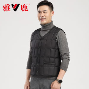 Yaloo Yaloo Mens down Jacket Vest Winter New V-neck Vest Heattech Middle-Aged and Elderly Dad Vest Liner