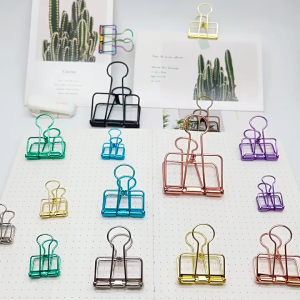 Colored metal file clip hollowed out paper clip sealing clip office stationery clip
