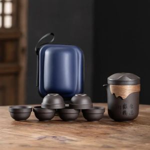 Purple Clay Sand Teaware Sets Travel Tea Set Chinese Outdoor Portable Tour Tea Cups Kung Fu Tea Infuser Pot Best Gift