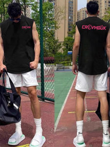 American Style Sport Vest Mens Summer New Loose Basketball Sleeveless T-shirt Youth Casual Breathable Cotton round Neck Top