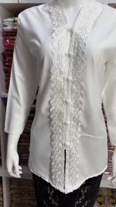 [Malaysia Ready Stock] Kebaya Renda Encim Modern Motif Bunga Bahan Katun Mikro Lengan Panjang